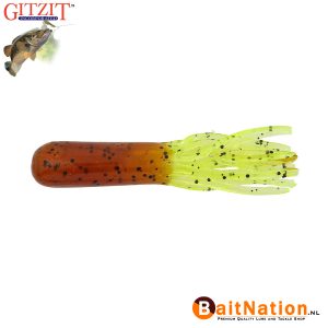 Gitzit Original Fat Tubes Brown Craw Chartreuse
